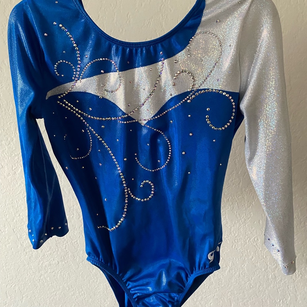 Gymnastics competition leotard and warm up.